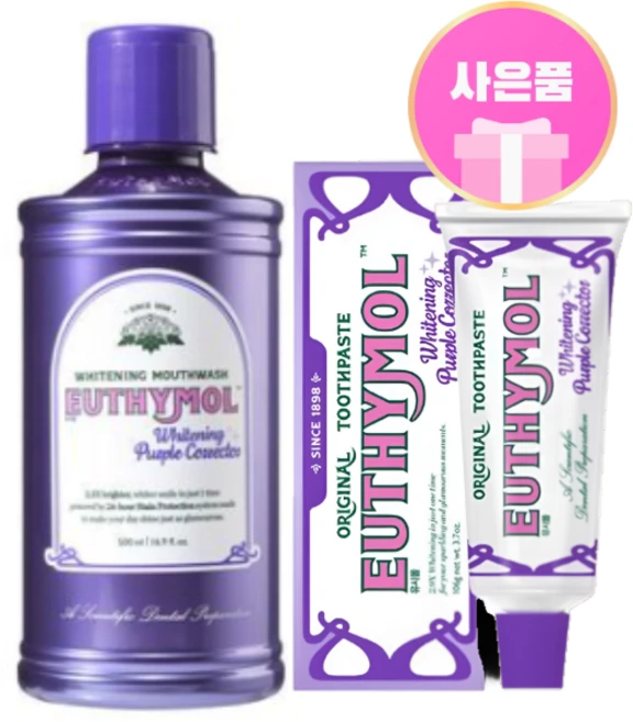 유시몰 화이트닝 퍼플코렉터 가글+화이트 코렉터 퍼플 치약 착색억제 구취케어 미백가글, 1개, 500ml - 쿠팡