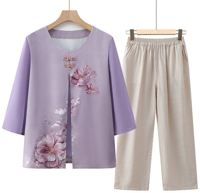 40대 50대 마마옷 쿨링 부드러운 셔츠 7부소매 세트 심플 패션 중년 여름 여행 모임룩 비보뉴