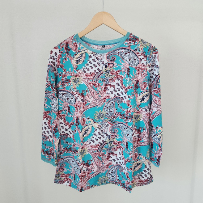 봄셔츠 긴팔 라운드 페이즐리티셔츠 빅사이즈 중년여성 할머니옷