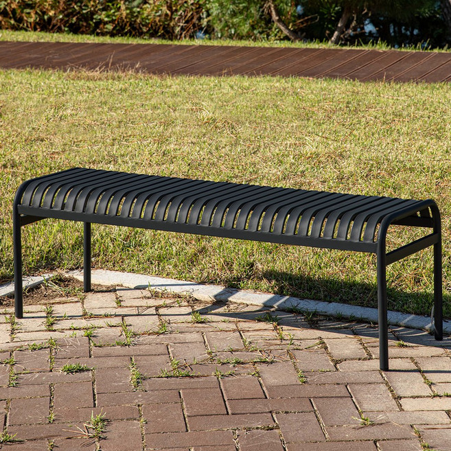 스팅벤치 컬러 카페 테라스 정원 2인용 야외 철제벤치, 블랙(리뉴얼)