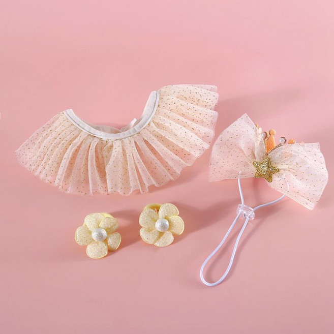 고양이 강아지 액세서리 생일 소형 귀여운 레이스 턱받이 세트 모자 개 코스튬 파티 제품 중형견 활 캡