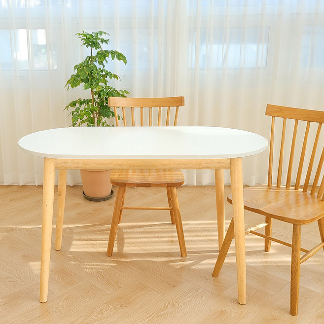 카미코코 LPM 4컬러 타원 1200X600 테이블, 화이트네추럴