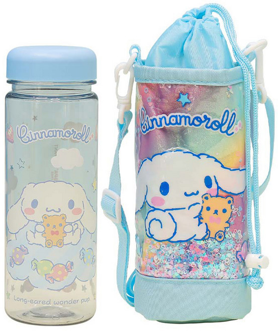 시나모롤 물통/주머니 세트 어깨끈 보온 보냉 물병 파우치 가방 초등 여아 텀블러 보틀, 1개
