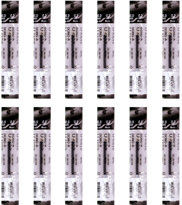동아 유노크(U-KNOCK) 볼펜 리필심, 12개, 0.5mm-블랙(B)