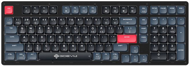 지데빌 GDEVIL G912L CRUISE 유무선 블루투스 로우프로파일 LP 기계식 게이밍 키보드, 적축, G912L BK+BL, 블랙 블루