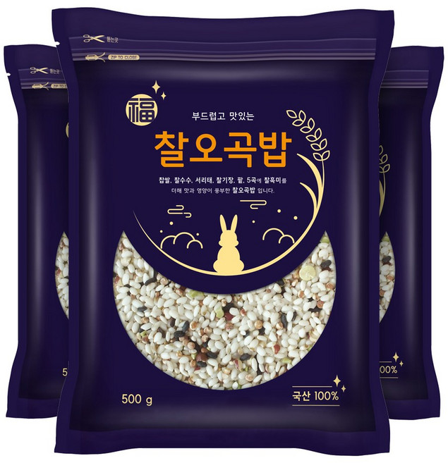 현대농산 국산 찰오곡밥, 500g, 3개