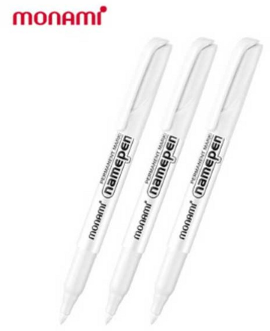 모나미 네임펜 M 화이트 흰색 굵은글씨 낱개, 3개, 단일옵션