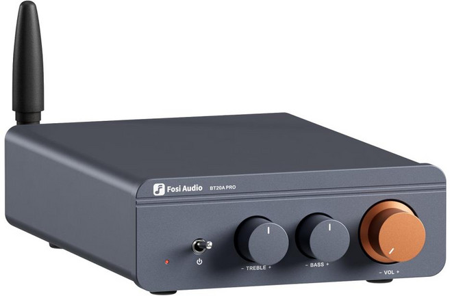 Fosi 오디오 블루투스 사운드 파워 앰프 홈 시어터용 미니 하이파이 스테레오 클래스 D 앰프 베이스 고음 BT20A 프로 TPA3255 300W x2, 회색