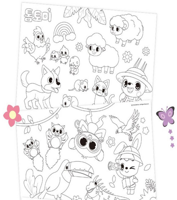 딜리고 톰토미 빅 롤색칠스티커 동물 스티커아트 캐릭터색칠북 색칠책