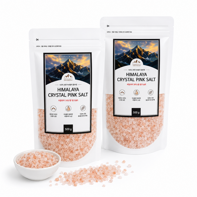 지노네상점 히말라야 핑크솔트 가는소금 500g+500g 1+1 천연 미네랄 소금, 2개, 500g