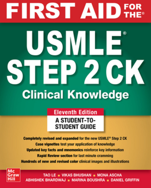 (영문도서) First Aid for the USMLE Step 2 Ck Eleventh Edition Paperback, McGraw Hill / Medical, English, 9781264855100