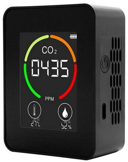 공기질 측정기 공기 오존 미세먼지 TVOC 온습도, 반도체 3-in-1 블랙 저속정확도낮음