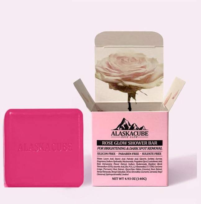 Alaskacube 로즈 글로우 퍼퓸드 샤워 바 다크 로지 바디 워시 139.8g4.5온스 부드럽고 매끄러운 피부 클렌징 보습 여성용 선물 뷰티 2784889
