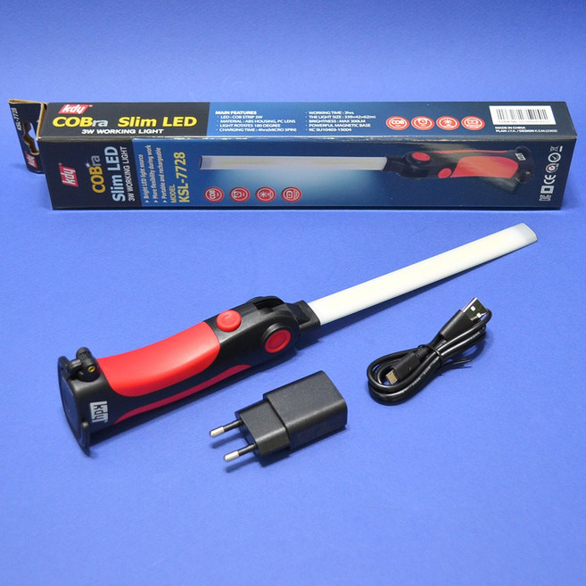 케이디와이 충전식슬림형 작업등 슬림라이트 KSL-7728 0454352 300루멘 자석부착 카센타 충전캠핑랜턴 180도회전기능, 없음