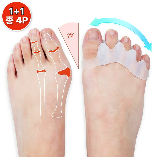 실리콘 발가락 교정기 무지외반증 케어 풋라인 교정핏 PRO 3.0, 2세트