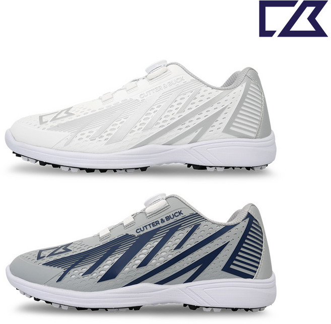 커터앤벅 남성 사선패턴 스파이크리스 골프화 - CBM5AGS112