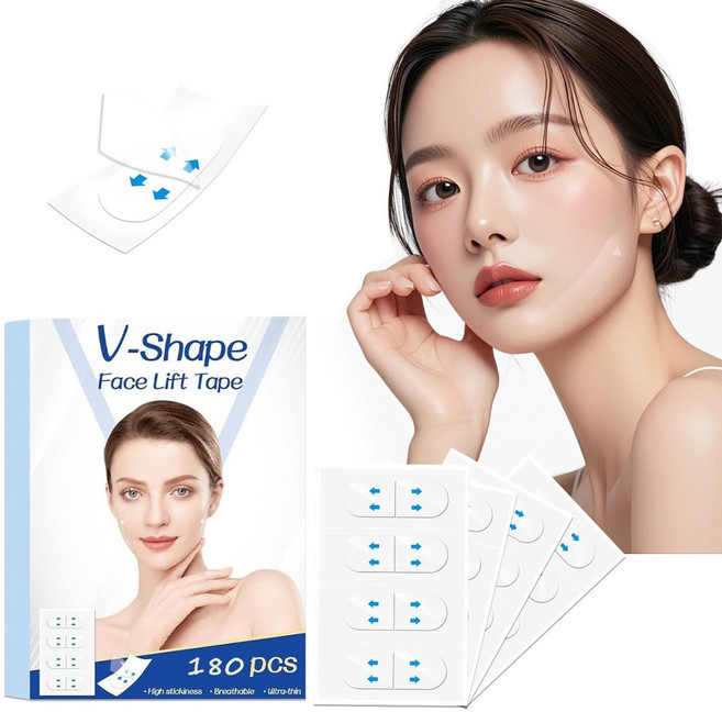 얼굴 테이프 리프팅 보이지 않음 메이크업 전 목 테이프 리프팅, 180개, 투명