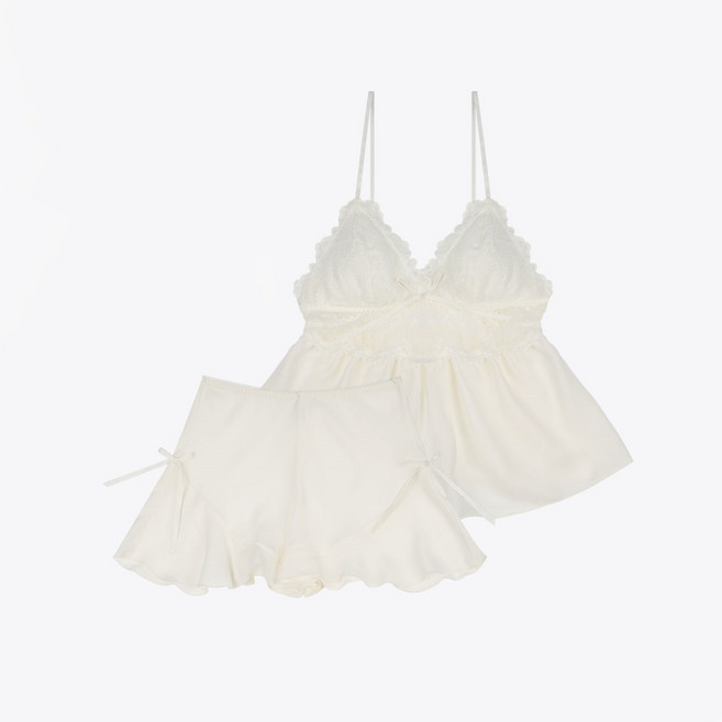 섹시쿠키 쉬폰 프릴 크림 캐미솔