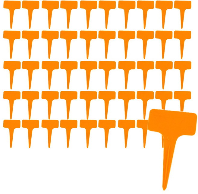 화분이름표 50개 set 블랙 그린 화이트 레드 브라운 블루 오렌지 옐로우 선택가능, 오렌지50개set