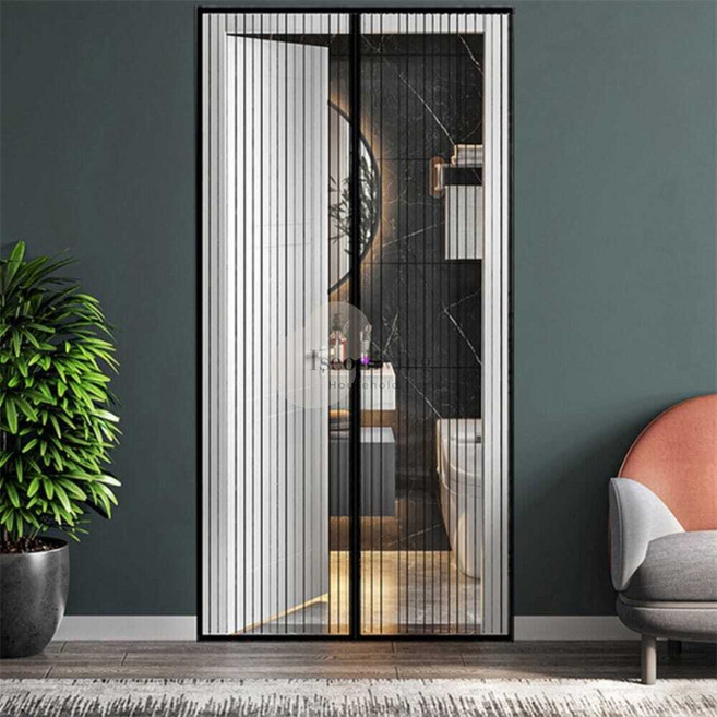 IS리빙 현관 방문용 자석문 모기장 100x210cm 블랙 문모기장