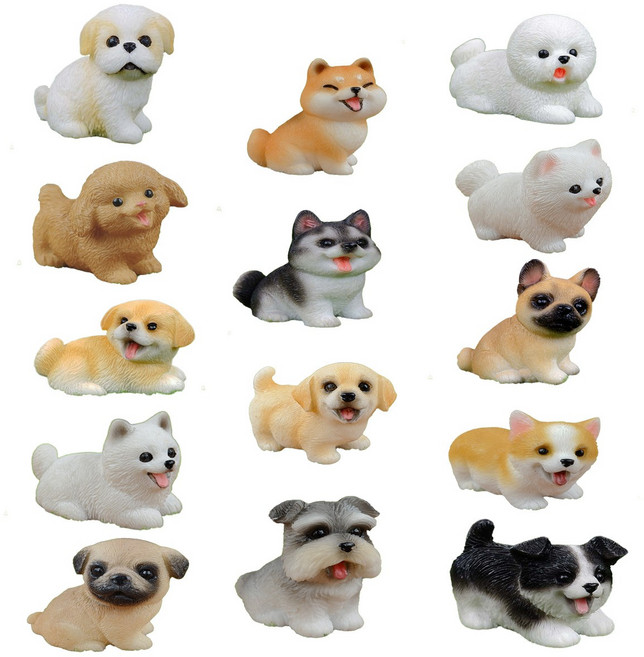 귀여운 강아지 피겨 미니 피규어 14개 세트, 1세트 14종