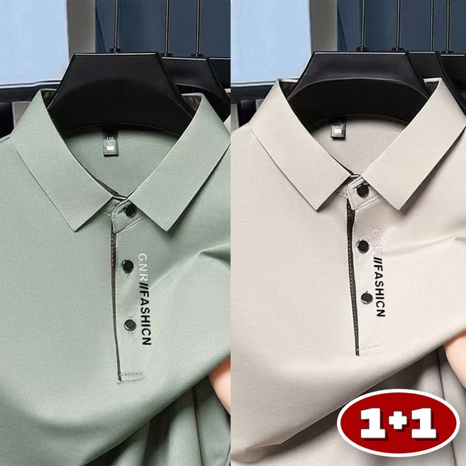 2장몪음 여름 터틀넥 남성 아이스 시원한 반팔티 비즈니스 캐주얼 폴로 셔츠 솔리드 상의 남 이너