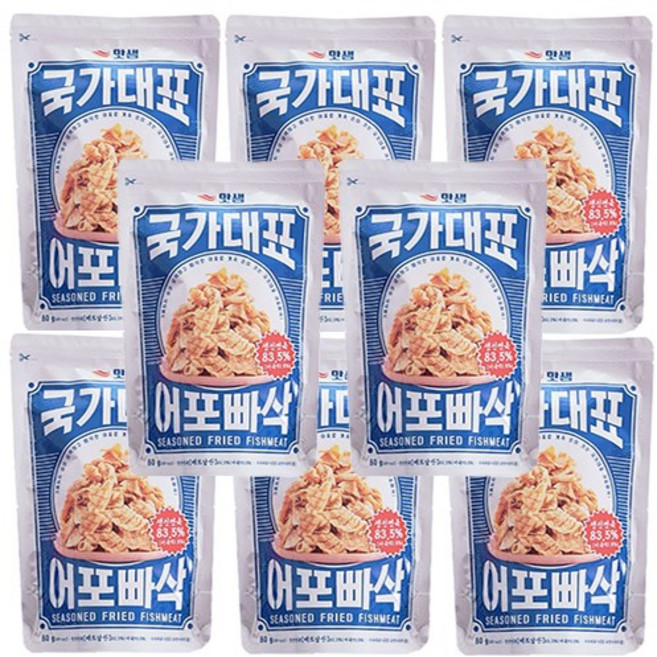국민 간식 국민 쥐포 빠사삭 80g, 8개