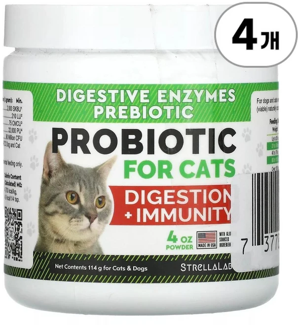 스트렐라랩 프로바이오틱 다이제스션 이뮨 강아지 고양이 StrellaLab Probiotic Digestion Immunity For Cats & Dogs 114g, 4개 - 쿠팡