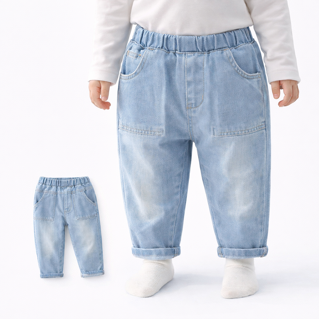 유아동 데님팬츠 남아 여아 청바지 키즈 일자핏 데일리룩 밴딩