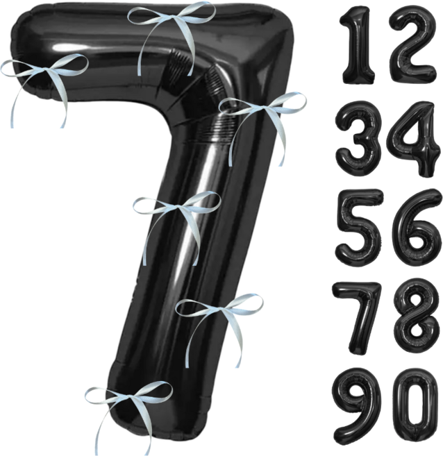 파티에진심인사람들 초대형 숫자풍선+발레코어 리본 6p 세트 40인치 100cm 셀프 백일 돌 환갑 촬영 포토존, 1개, 블랙7
