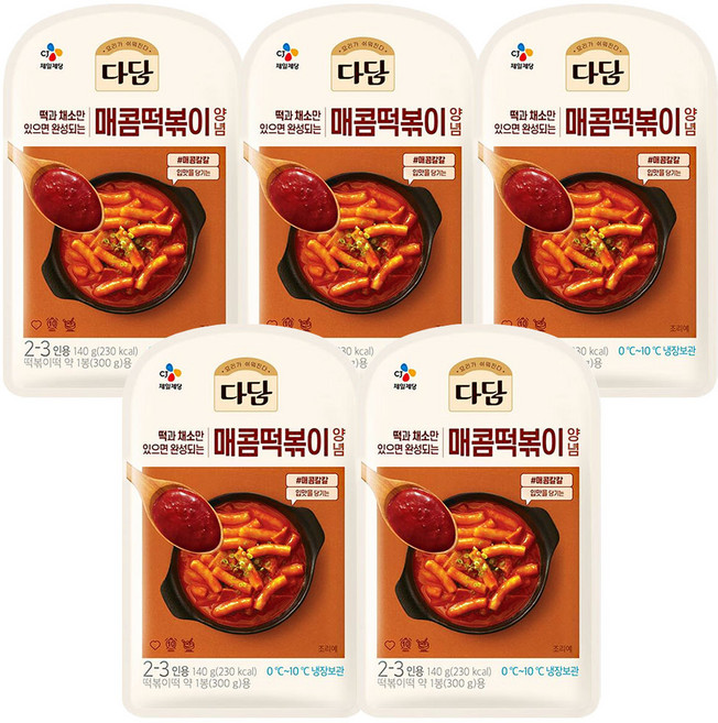 CJ 다담 매콤 떡볶이양념 140g, 5개
