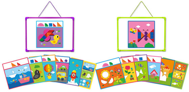 연두팡 도형 자석 퍼즐 상상력 + 창의력 2종 세트 전 2권, 그린키즈