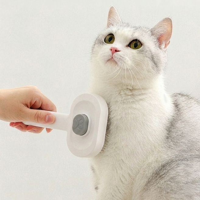 넉너크 강아지 털빗 털갈이 브러쉬 와이드사각 원터치, 1개, 그레이