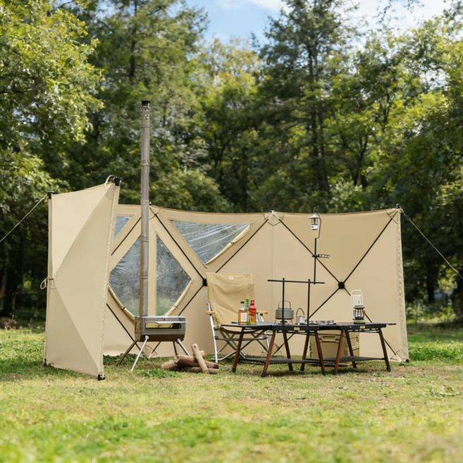 신형 윈드스크린 원터치 오토 바람막이 최신형 캠핑용품, 리퀴드 골드색