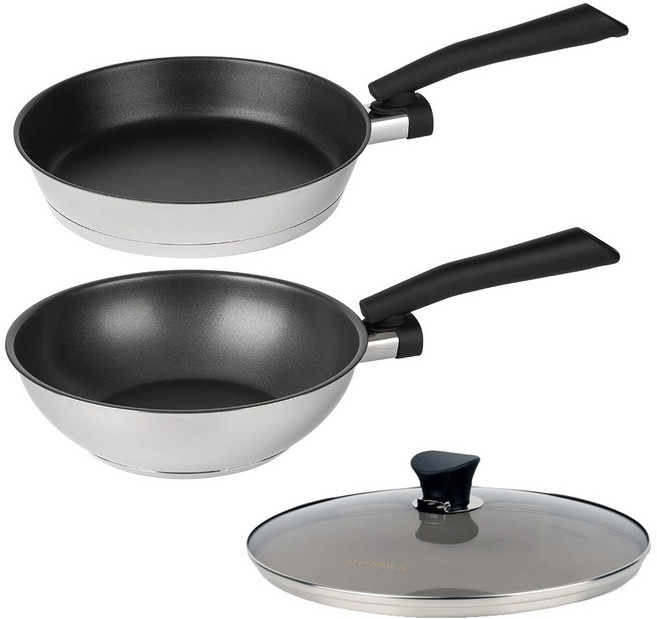 알텐바흐 디펜더스 스테인레스 후라이팬 24팬+24웍+24커버 3종세트, 1세트, 24cm