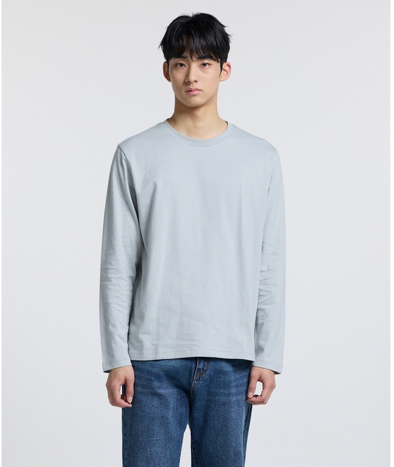 [STCO] 남성 코튼 베이직 레이어드 라운드 티셔츠 클래식핏 그레이