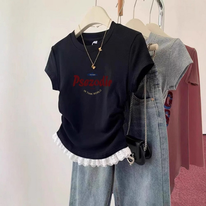 레이스 반팔 티셔츠 SH1539WW