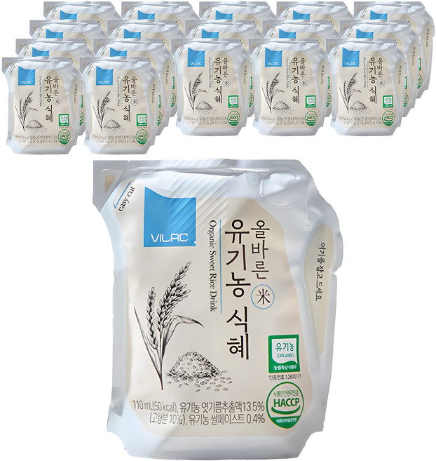 비락 올바른 유기농 식혜, 110ml, 18개