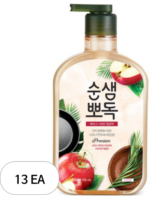 순샘 뽀독 애플향 주방세제, 750ml, 13개