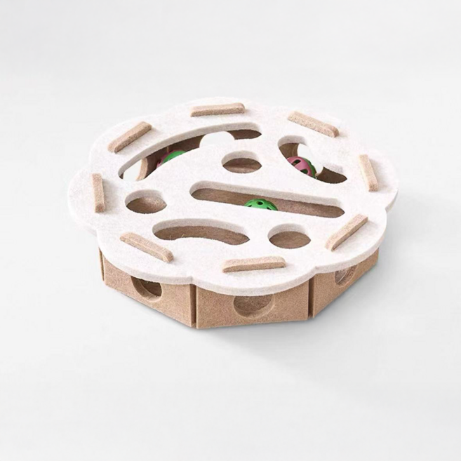 시그니프 고양이 미로 먹이퍼즐 장난감 분리불안 퍼즐 박스 사냥놀이, 1개, 직사각형 원형