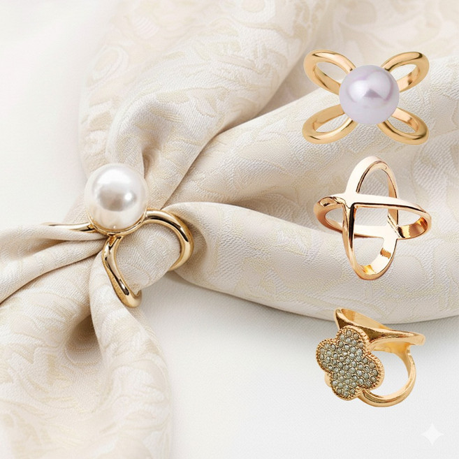 크니모어 진주 큐빅 스카프링 3종세트