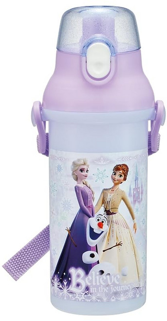 스케이터 (skater) 어린이용 직음 물통 플라스틱 480ml 원버튼 개폐 식기세척기 사용 가능 일본 제조 디즈니 겨울왕국 26권 소녀 PSB5SAN-A