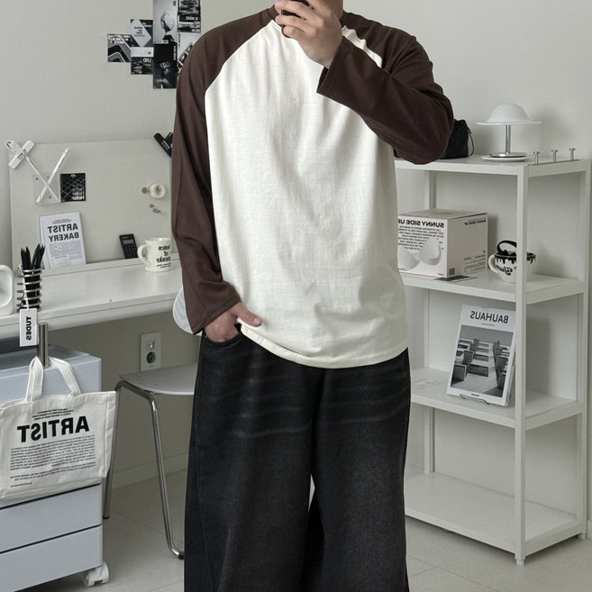 르위 남자 나그랑 긴팔티셔츠 라운드 오버핏 빅사이즈