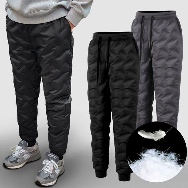 남성 오리털바지 방수 방풍 덕다운 패딩 조거팬츠 남자 방한바지 겨울바지 빅사이즈 30~40