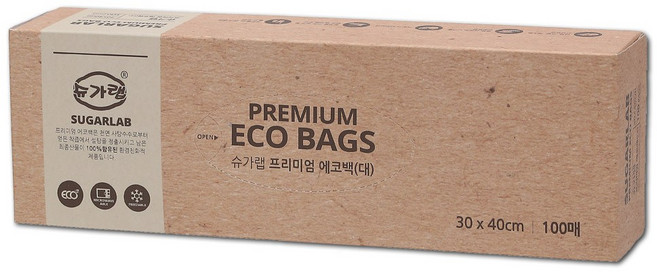 슈가랩 프리미엄 에코백 위생봉투 대 30cm × 40cm, 대(L), 100개입, 1개