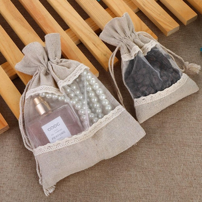 10x14 끈있는 린넨파우치 복주머니 미니파우치 이너백 면파우치 천주머니 조리개