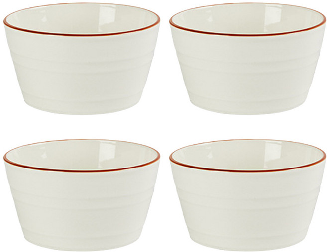 예쁜 그릇 세트 2인 / 4인 한식기세트 전자레인지 오븐 사용가능한, 4개, 15cm 면기 (면/덮밥 그릇), 크림 화이트