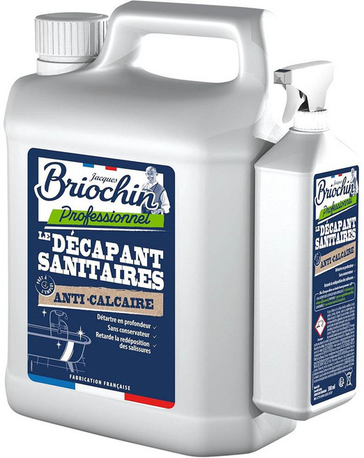 프랑스 브리오신 프로페셔널 다목적 석회 욕실 수전 샤워부스 클리너 세제 대용량, 1개, 5L