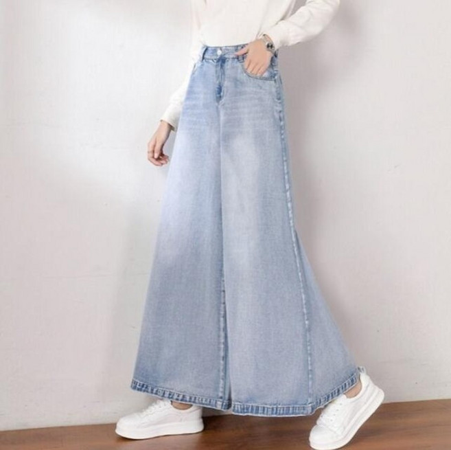 [다즈몰]기댄와일드팬츠/여성 와이드 데님 팬츠 청바지 스커트핏 치마바지 하이웨스트