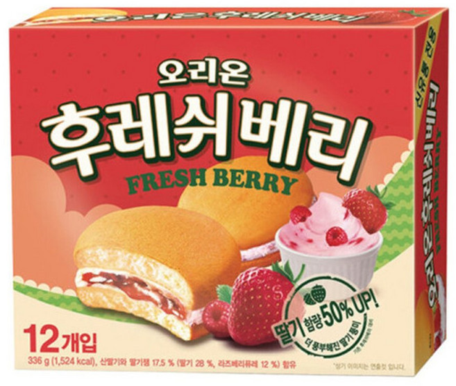 오리온 후레쉬베리 딸기28g 12개입 2개, 28g, 2개